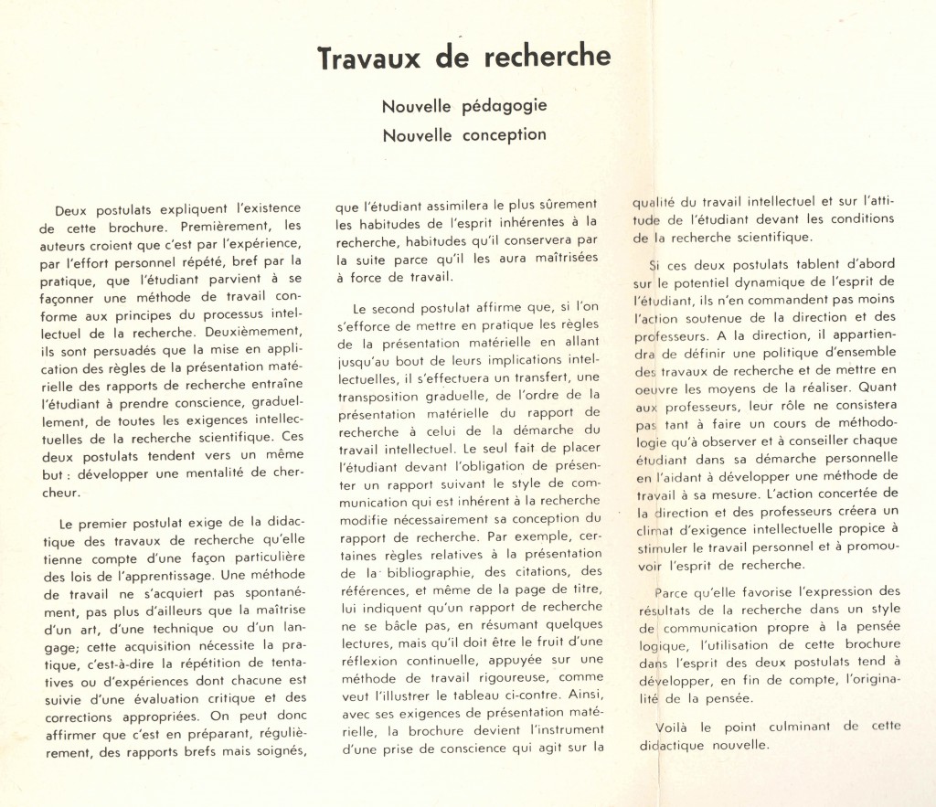 Travaux de recherche